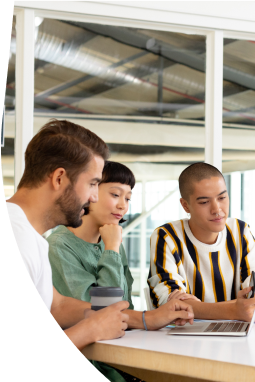 3 persons having discussion