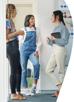 3 ladies having discussion