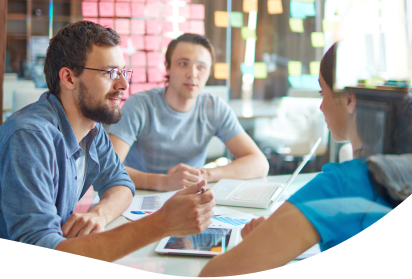 3 persons having discussion